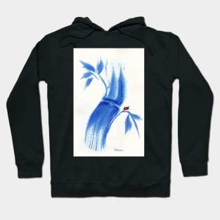 Feelin' Blue - Watercolor Ladybug & Bamboo Painting Hoodie